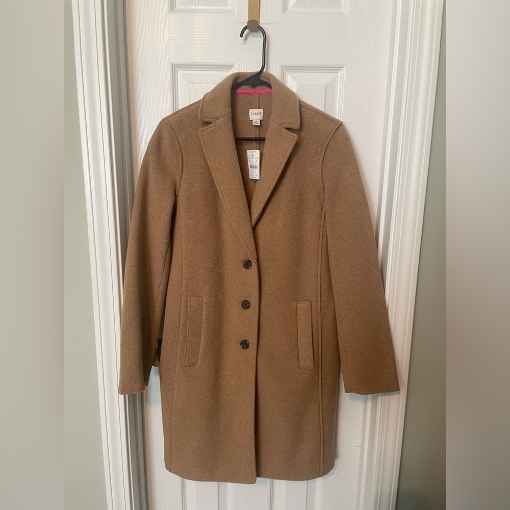 J. Crew Tan Boiled Wool Blend Top Coat - Picture 2 of 6